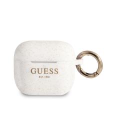 Guess Guess AirPods 3 Skal Silikon Glitter Med Ring Vit