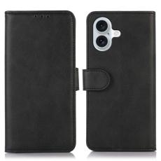  iPhone 16 Fodral L&auml;der Svart