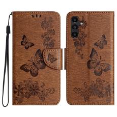  Samsung Galaxy A27 5G Fodral L&auml;der Fj&auml;rilar Brun