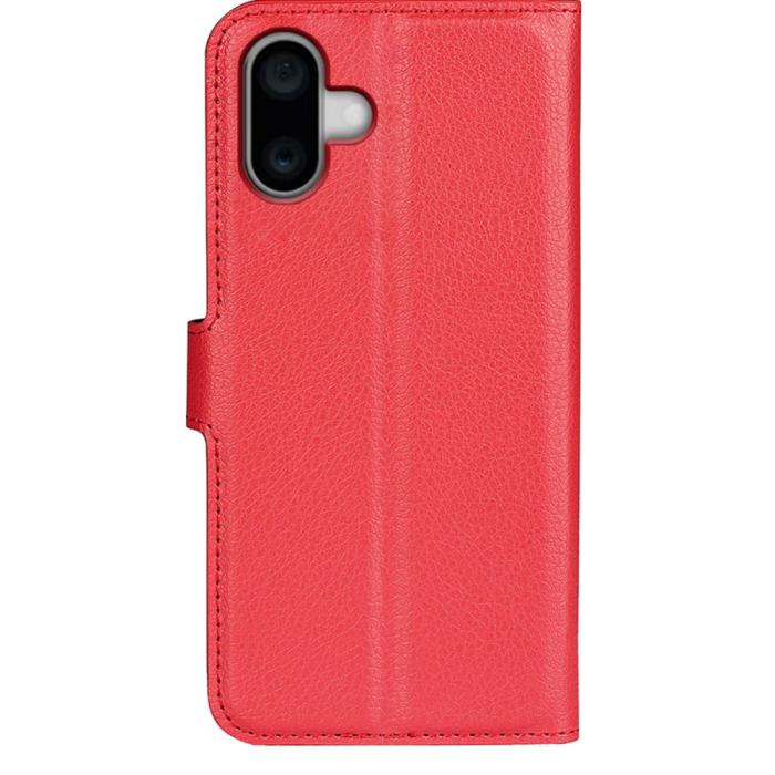 Bild 6,  iPhone 16 Plus Fodral Litchi Läder Röd