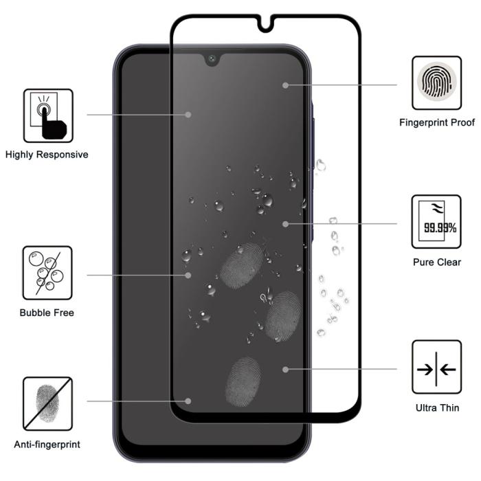 Bild 2,  Samsung Galaxy A37 5G Skärmskydd Heltäckande Härdat Glas