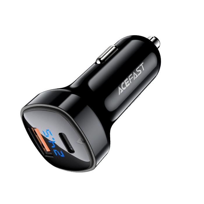 Bild 2, Acefast Acefast 66W PD PPS QC Billaddare USB-C / USB-A Svart