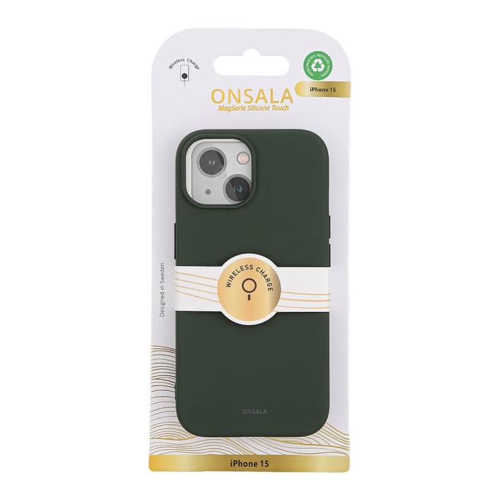 Bild 2, Onsala ONSALA iPhone 15 MagSafe Skal Med Silikonyta Olivgrön