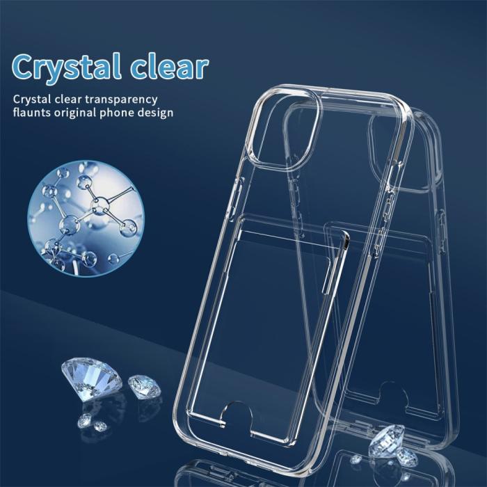 Bild 6,  iPhone 15 Plus Skal Hybrid Med Kortfack Transparent