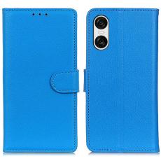  Sony Xperia 10 VI Litchi L&auml;der Fodral Bl&aring;