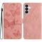  Samsung Galaxy S26 Fodral Fjäril Tryck Rosa