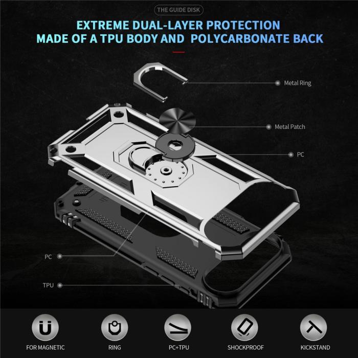 Bild 2,  iPhone Air Skal Shockproof Hybrid Ring Silver
