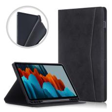  Samsung Galaxy Tab S7 / Tab S8 - Fodral Med Frontficka Och Pennh&aring;llare - Svart