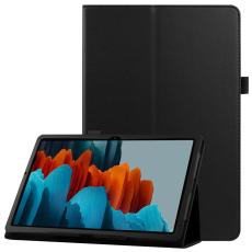  Samsung Galaxy Tab S7 Plus / Tab S8 Plus Litchi L&auml;der Fodral Svart