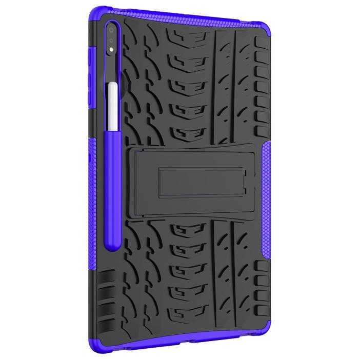 Bild 4,  Samsung Galaxy Tab S7 Plus / Tab S8 Plus Skal Rugged Kickstand Armor Lila