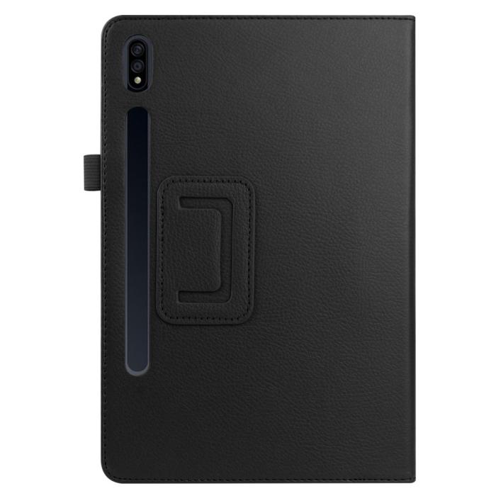 Bild 2,  Samsung Galaxy Tab S7 Plus / Tab S8 Plus Litchi Läder Fodral Svart