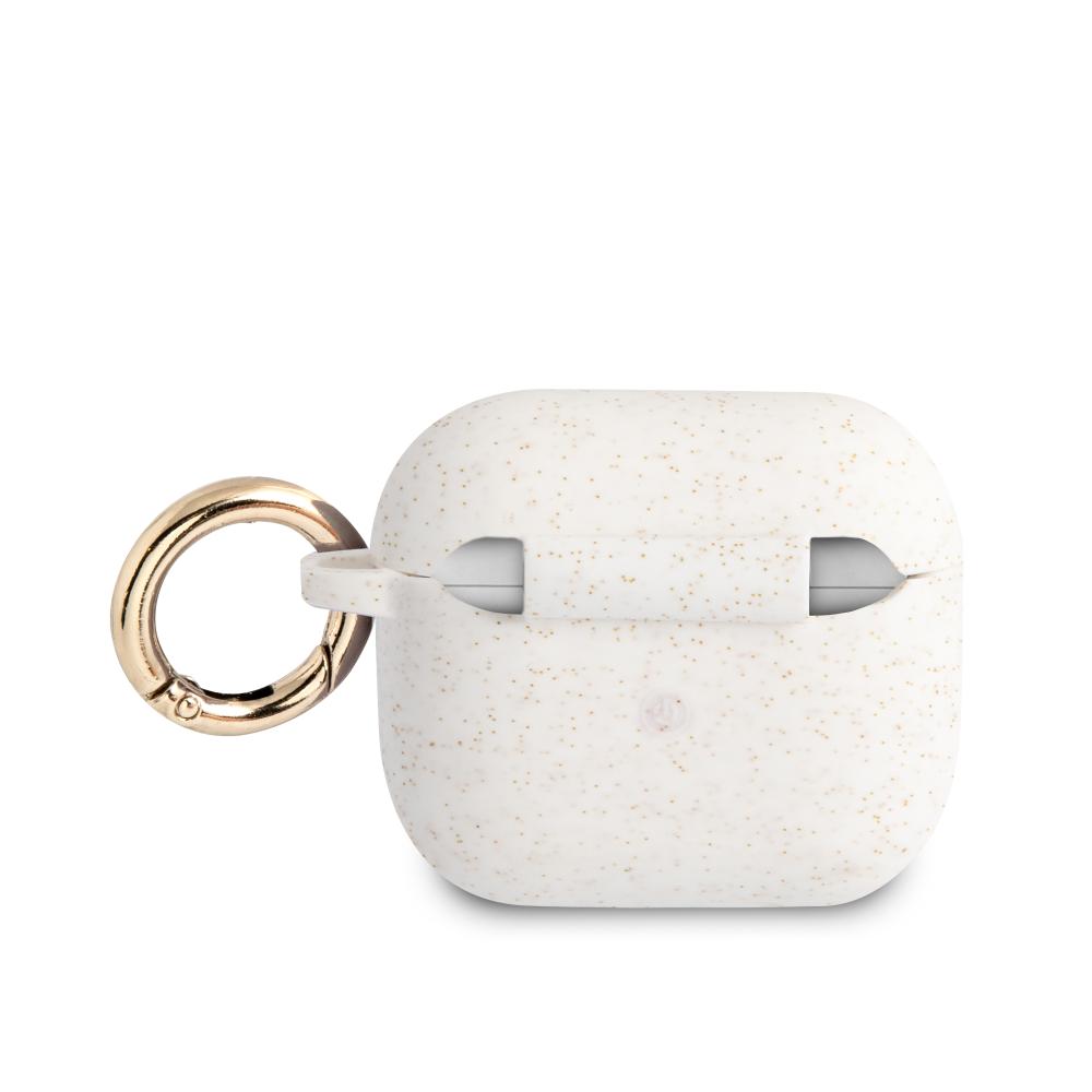 Guess Guess AirPods 3 Skal Silikon Glitter Med Ring Vit