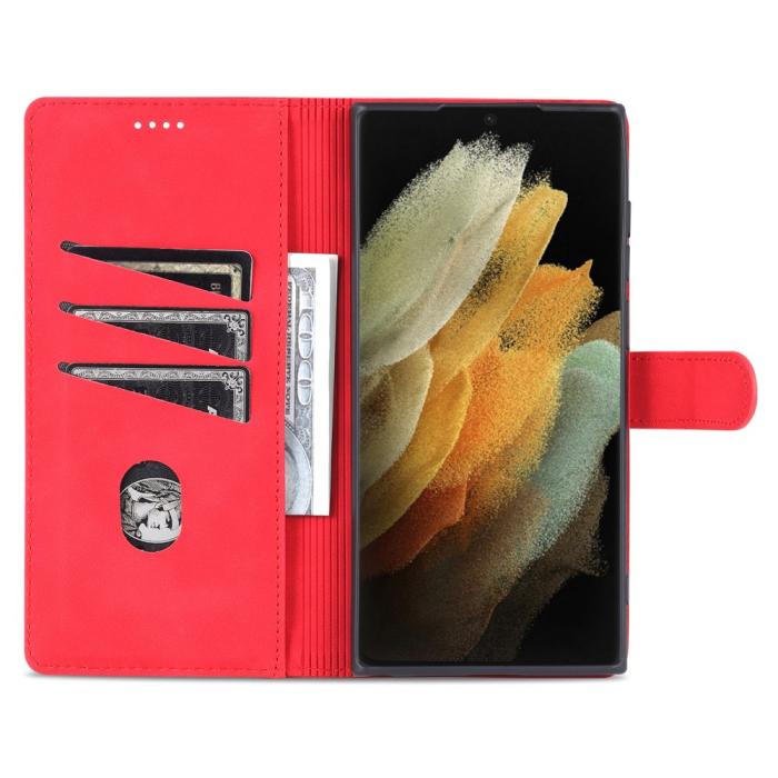 Bild 6, AZNS AZNS Samsung Galaxy S22 Ultra Fodral Läder Röd
