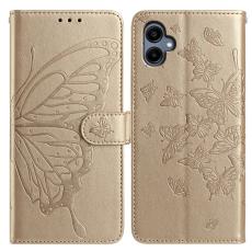  Samsung Galaxy A07 Fodral Med Fj&auml;ril Tryck Guld