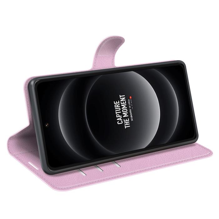 Bild 3,  Xiaomi 14 Ultra Fodral Litchi Läder Ljus Rosa