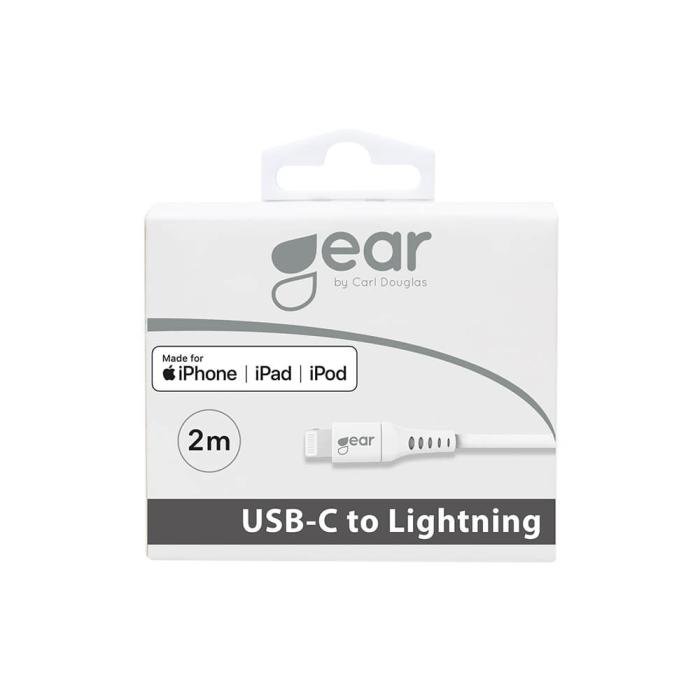 Bild 2, Gear GEAR 18W Laddkabel MFi USB-C - Lightning 2m Vit
