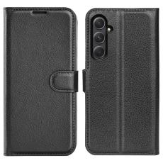  Samsung Galaxy A55 5G Fodral Litchi L&auml;der Svart
