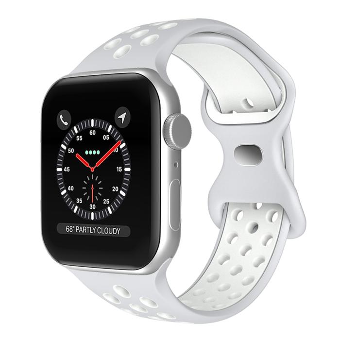 Bild 2, ColorPop Sportarmband Dual-Color Apple Watch 42/41/40/38 mm (S/M) Grå/Vit