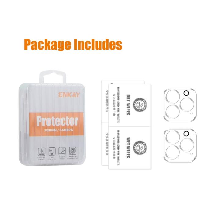 Bild 5, ENKAY ENKAY iPhone 16 Pro Max/16 Pro Linsskydd 2-PACK Härdat Glas