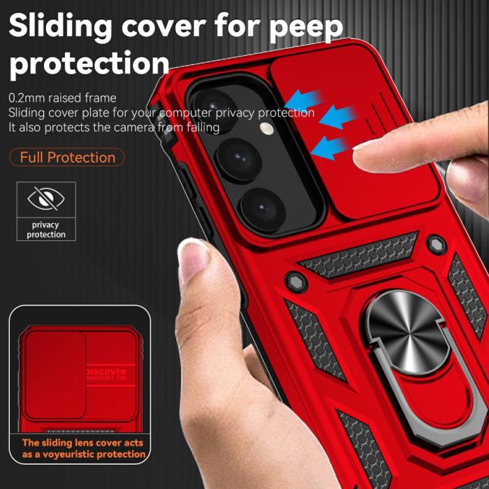 Bild 5,  Samsung Galaxy S25 Skal Hybrid Ring CamShield Röd