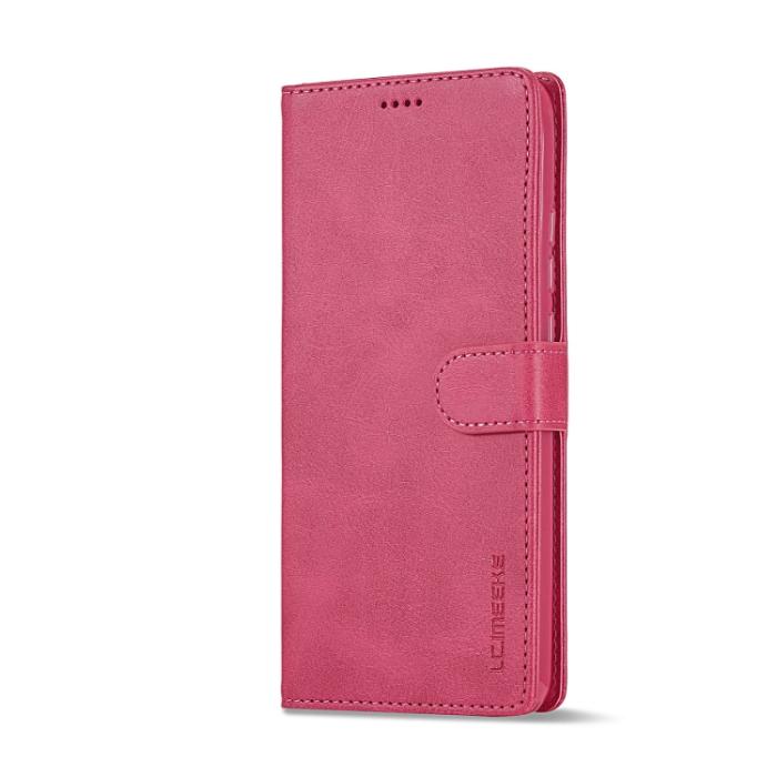 Bild 2, LC.IMEEKE LC.IMEEKE Xiaomi Redmi 10C Fodral Läder Röd/Rosa