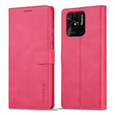 LC.IMEEKE LC.IMEEKE Xiaomi Redmi 10C Fodral L&auml;der R&ouml;d/Rosa
