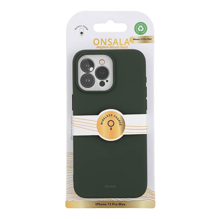 Bild 2, Onsala ONSALA iPhone 15 Pro Max MagSafe Skal Med Silikonyta Olivgrön