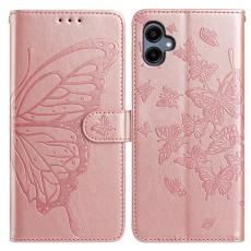 Samsung Galaxy A07 Fodral Med Fj&auml;ril Tryck Ros&eacute;guld