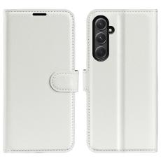  Samsung Galaxy A55 5G Fodral Litchi L&auml;der Vit