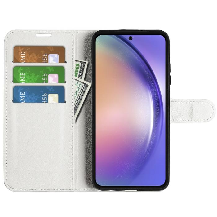 Bild 2,  Samsung Galaxy A55 5G Fodral Litchi Läder Vit