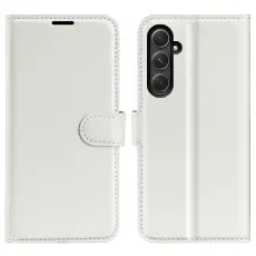  Samsung Galaxy A55 5G Fodral Litchi L&auml;der Vit