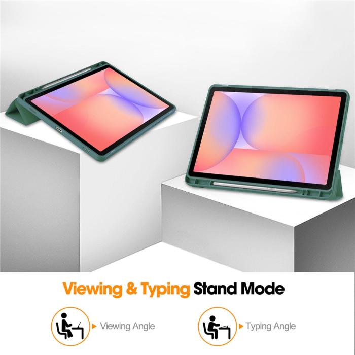 Bild 4,  Samsung Galaxy Tab S10 Lite Fodral Tri-Fold Pennhållare Grön