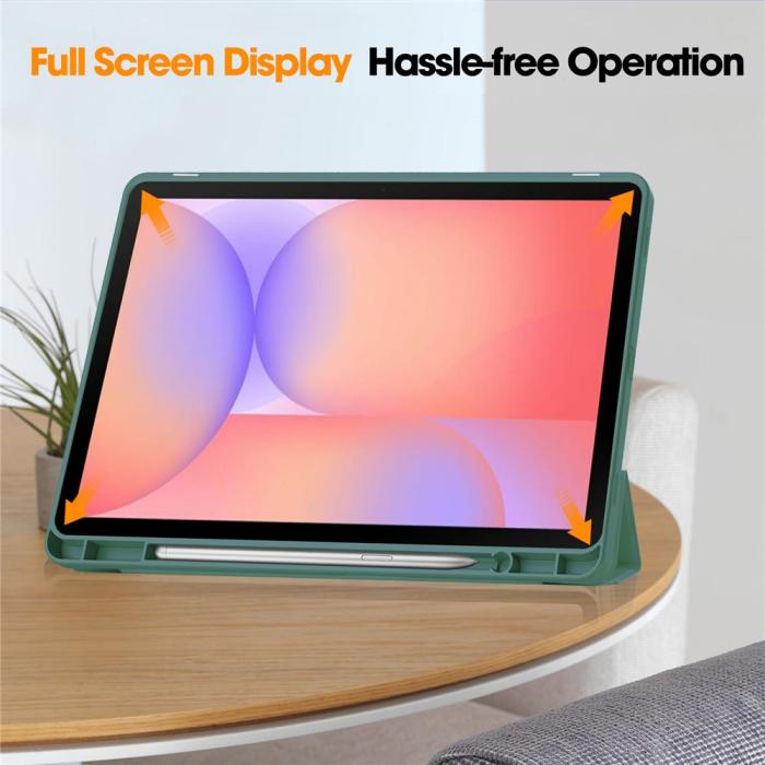 Bild 5,  Samsung Galaxy Tab S10 Lite Fodral Tri-Fold Pennhållare Grön