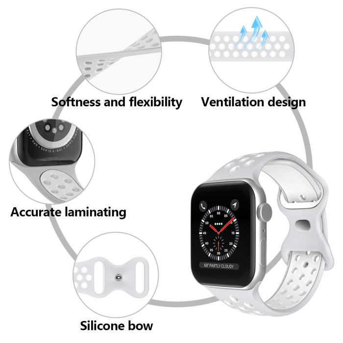 Bild 5, ColorPop Sportarmband Dual-Color Apple Watch 42/41/40/38 mm (S/M) Grå/Vit