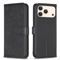  iPhone 17 Pro Max Fodral Med Blommigt Tryck Svart