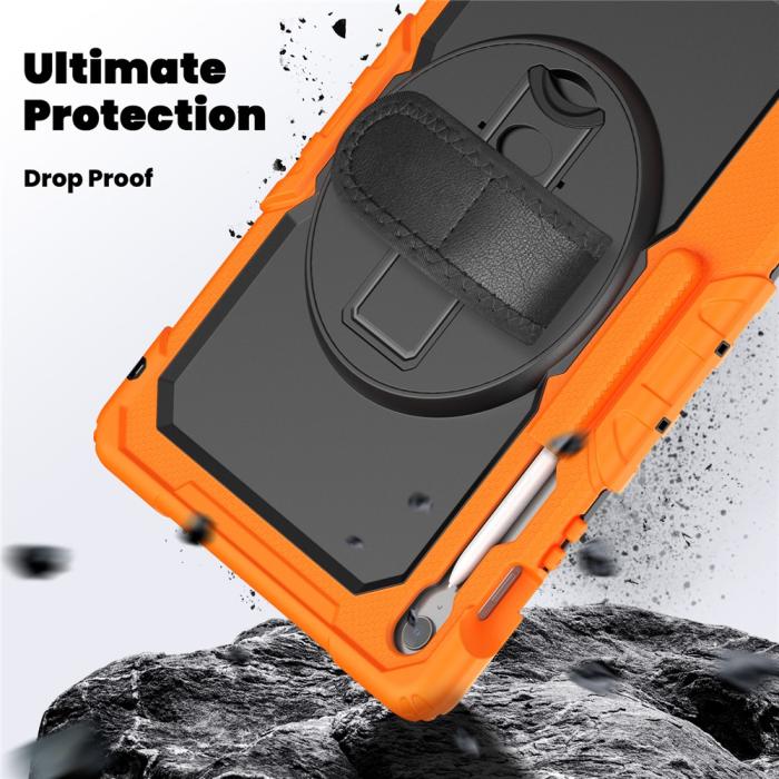Bild 5,  Galaxy Tab S10 FE Plus Skal 360 Shockproof Hybrid Kickstand Orange