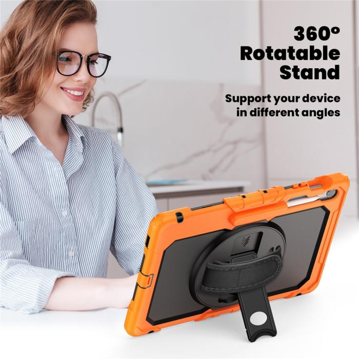 Bild 6,  Galaxy Tab S10 FE Plus Skal 360 Shockproof Hybrid Kickstand Orange