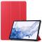 Samsung Galaxy Tab S9 Fodral Tri-Fold Läder Röd