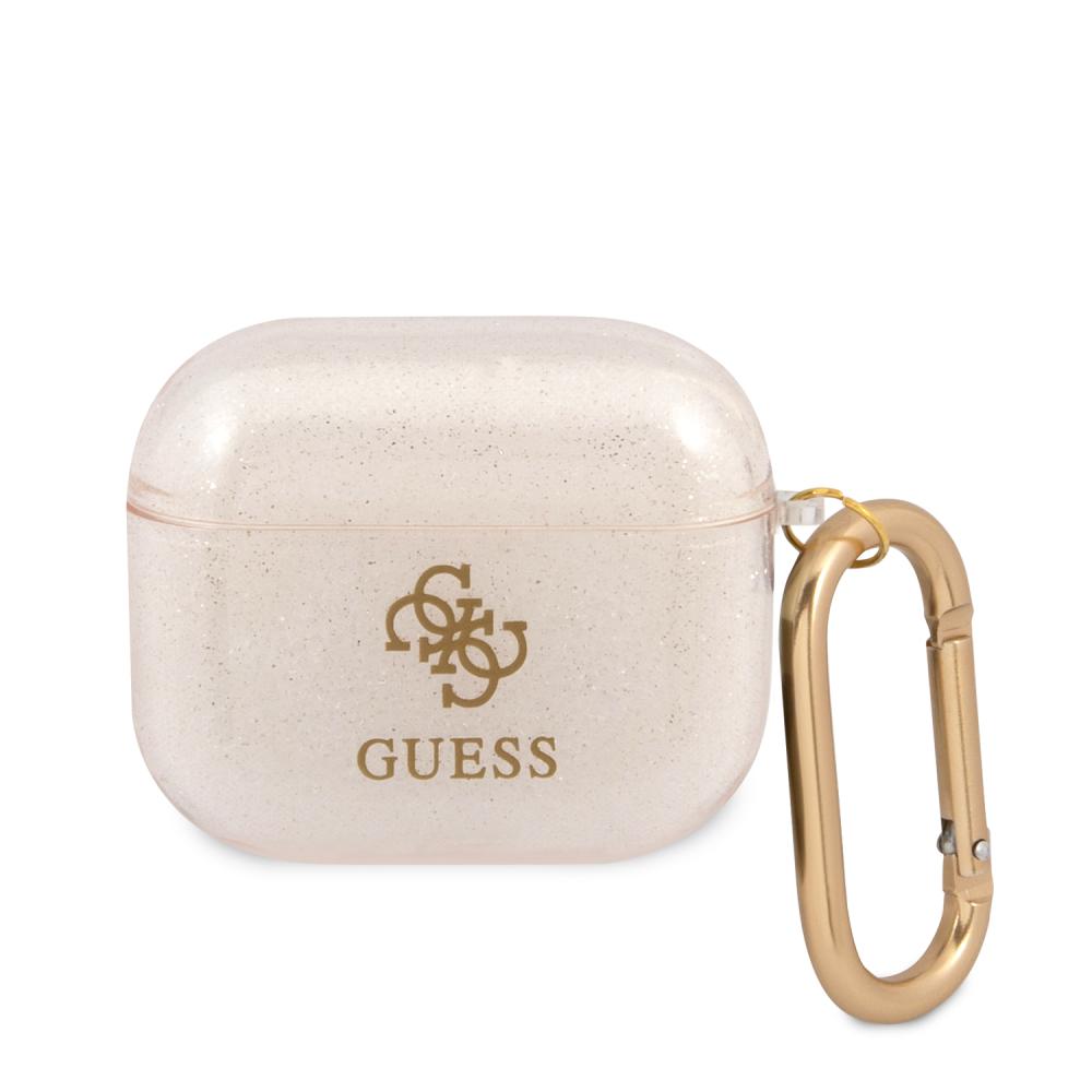 Guess Guess AirPods 3 Skal 4G TPU Glitter Karbinhake Guld