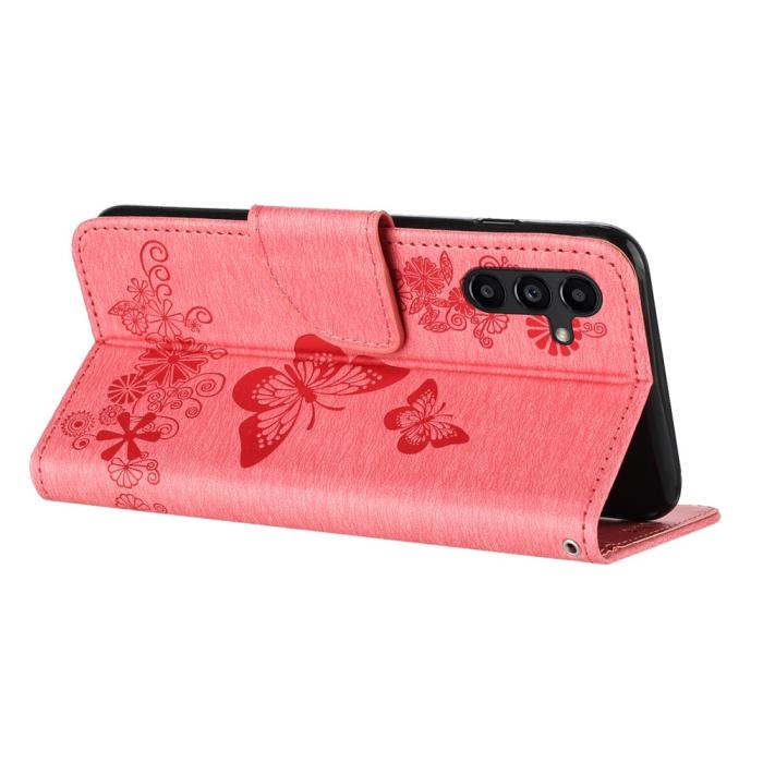 Bild 2,  Samsung Galaxy A27 5G Fodral Läder Fjärilar Rosa