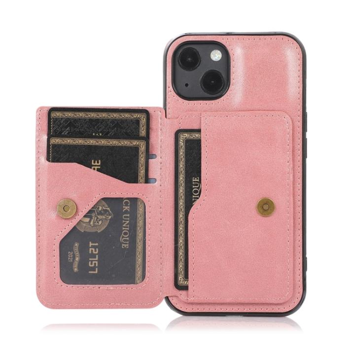 Bild 4,  iPhone 14 Plus Skal Med Kortfack Och Magnet Roséguld
