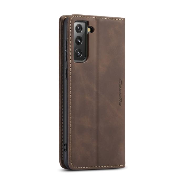 Bild 3, CASEME CASEME Samsung Galaxy S21 FE Fodral Retro Flip Läder Brun