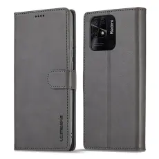 LC.IMEEKE LC.IMEEKE Xiaomi Redmi 10C Fodral L&auml;der Gr&aring;