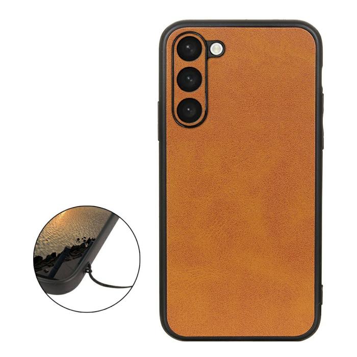 Bild 2,  Samsung Galaxy S23 Plus Skal Läderbelagt Brun