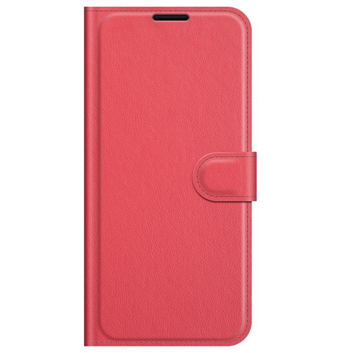 Bild 5,  iPhone 13 Pro Max Fodral Litchi Läder Röd