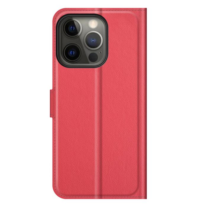 Bild 6,  iPhone 13 Pro Max Fodral Litchi Läder Röd