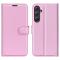  Samsung Galaxy A55 5G Fodral Litchi Läder Ljus Rosa