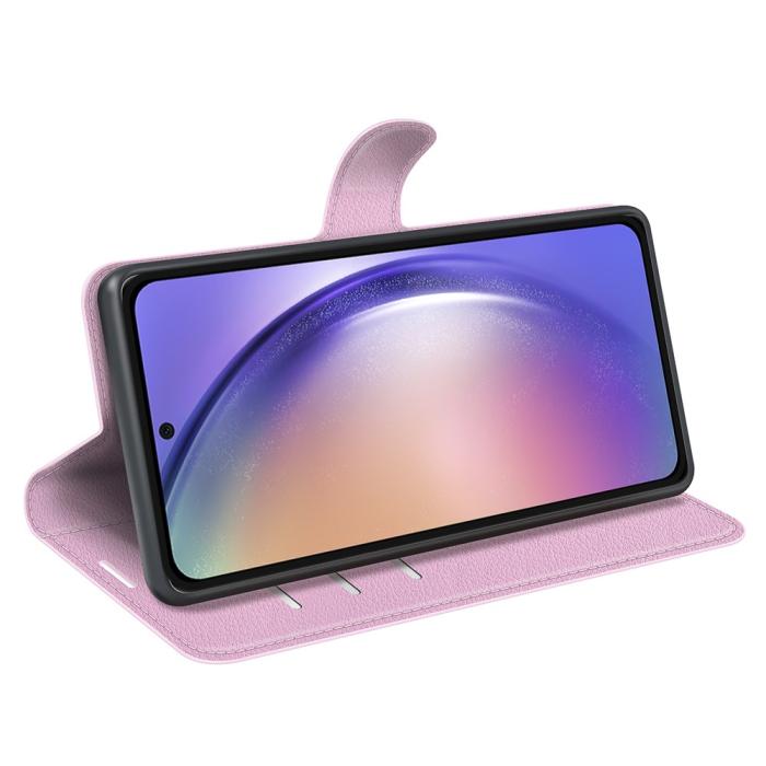 Bild 3,  Samsung Galaxy A55 5G Fodral Litchi Läder Ljus Rosa
