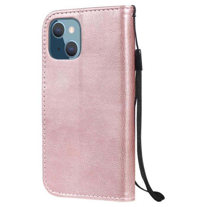 Bild 3,  iPhone 13 Mini - Solid Läder Fodral - Roséguld
