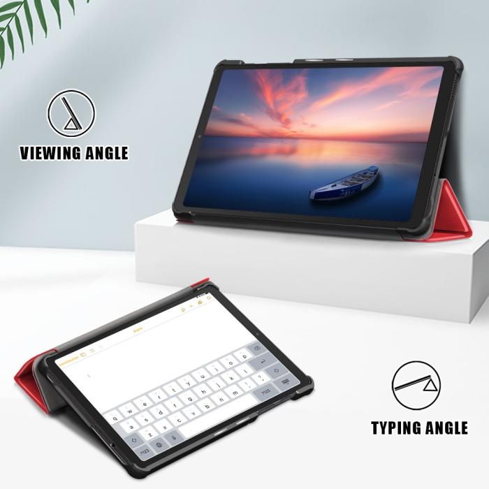 Bild 4,  Samsung Galaxy Tab A7 Lite 8.7 - Tri-Fold Läder Fodral - Röd